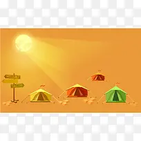 矢量金色沙漠野营背景