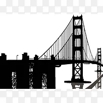 桥梁黑白插画背景模板