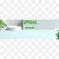 小清新绿色春季淘宝海报背景