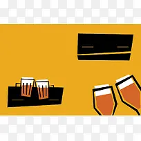 欧式可爱啤酒节广告详情页手绘背景素材