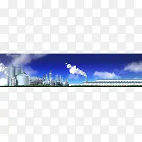 工厂排放蓝天背景图