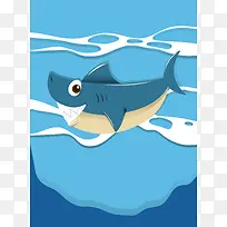 浅蓝色大海鲨鱼波纹背景素材