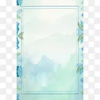 淡绿色手绘春季上新花卉边框背景