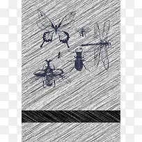 手绘昆虫昆虫素材条纹背景