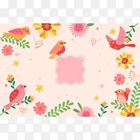 暖色调花鸟海报背景素材
