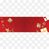 红色圣诞礼盒banner海报背景