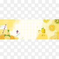 饮品卡通黄色海报背景banner