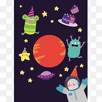 卡通蛋糕动物生日主题背景素材