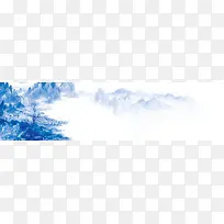 蓝色青花瓷中国风山川背景
