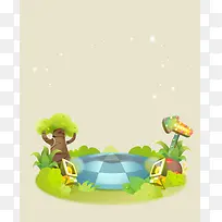 矢量卡通梦幻手绘丛林背景素材