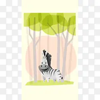 卡通森林动物插画