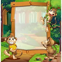 卡通小猴子儿童展板矢量背景