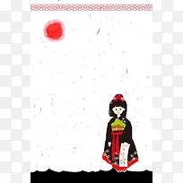 日式和服少女海报背景