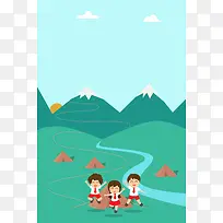 矢量暑期夏令营露营活动背景