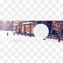 女装欧美风全屏海报雪景