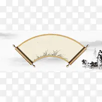 传统古典中国风山水扇面边框背景