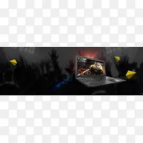 疯狂抢购笔记本科技黑色banner