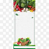 农家有机蔬菜白色简约超市促销X展架