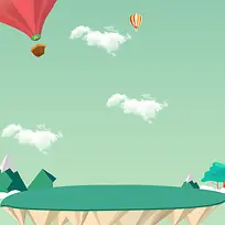 绿色天空卡通儿童用品PSD分层主图背景