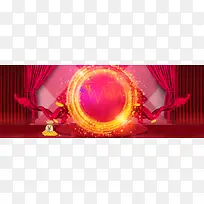 电商狂欢渐变几何红色banner背景