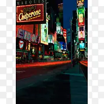夜晚霓虹灯道路背景