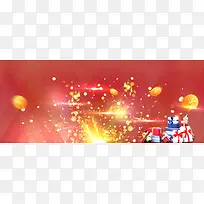 新年红色金币狂欢淘宝海报banner背景