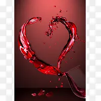 浪漫红酒爱心情人节背景素材