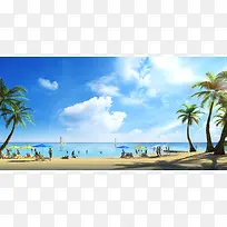 阳光沙滩旅游海报背景素材