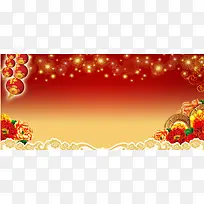 新年扁平红色海报banner背景