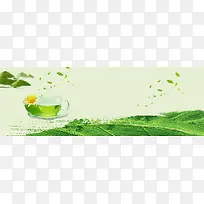 绿色清新绿叶茶叶饮品绿茶淘宝banner