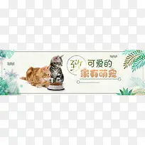文艺清新手绘绿植宠物食品banner