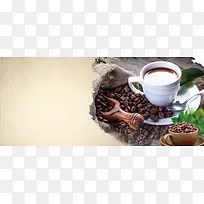 麻布纹理咖啡豆咖啡菜单海报背景素材