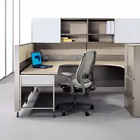 办公室电脑桌椅效果图