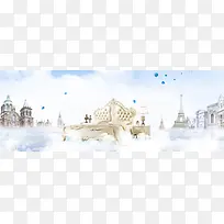 家装节梦幻城堡渐变蓝色banner