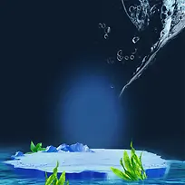 蓝色水纹海藻面膜海报背景素材