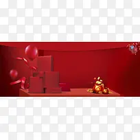 新年年货节简约福袋红色背景