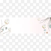 手绘中国风清新白色花卉banner背景
