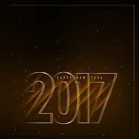 黑色质感金色2017年新年快乐背景素材