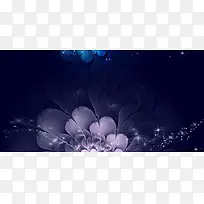 梦幻花朵闪耀深蓝色背景素材