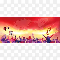 校园开学季迎新晚会展板背景素材