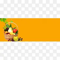 517美食节水果篮子几何橙色背景