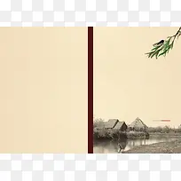中国风乡村封面黄色背景素材