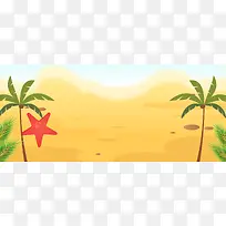夏天暑假度假旅游海边椰子树黄色背景