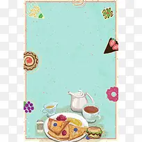 甜点咖啡蛋糕海报背景模板