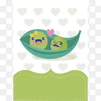 可爱豌豆卡通造型绿色背景素材