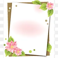 清新可爱韩式花朵叶片信纸背景素材
