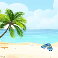 夏季卡通海边沙滩促销主图背景