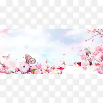 春季清新粉色花朵海报背景