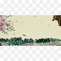 中国风彩绘民俗文化节模板海报背景素材