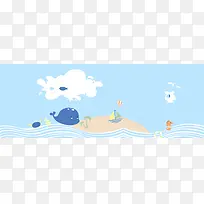 夏季海洋卡通童趣淘宝天猫首页背景素材图